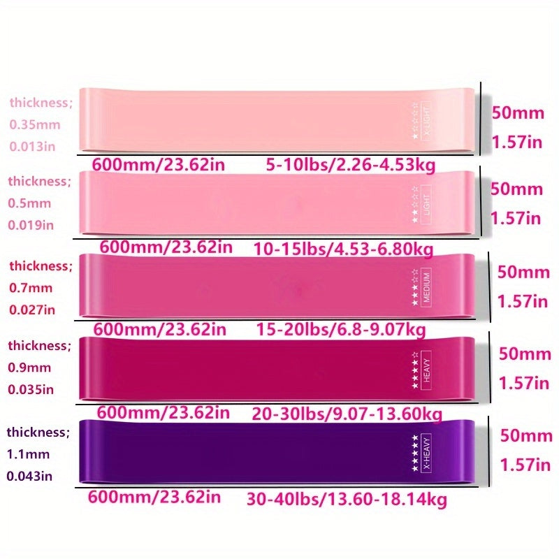 5pcs Yoga Fitness Resistance Bands Elastic Stretching Band