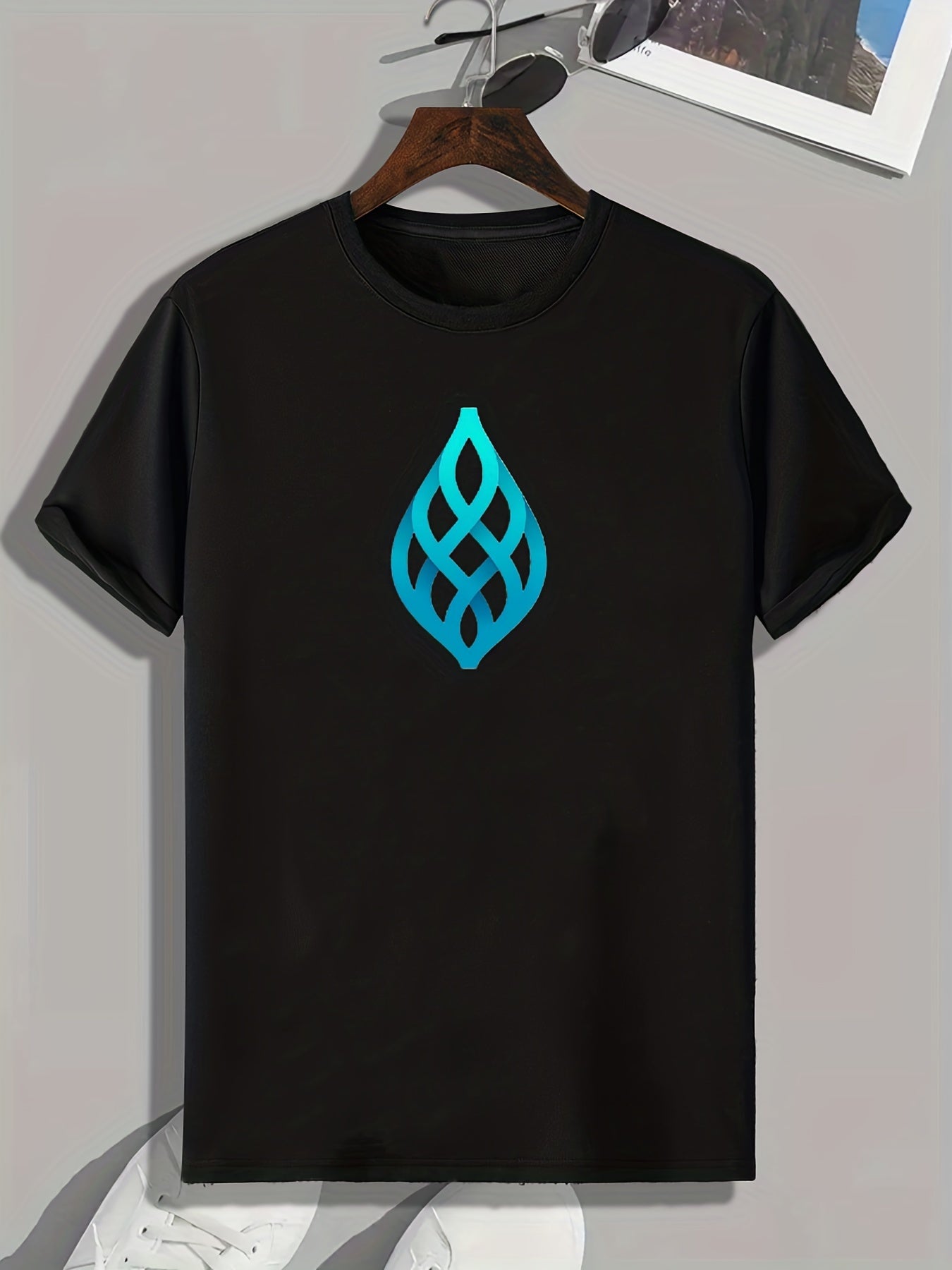 Abstract Drop Print Men's Comfy T shirt Active Slightly Stretch Tee