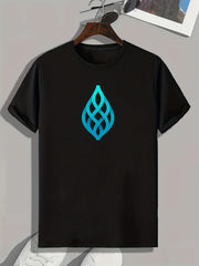 Abstract Drop Print Men's Comfy T shirt Active Slightly Stretch Tee