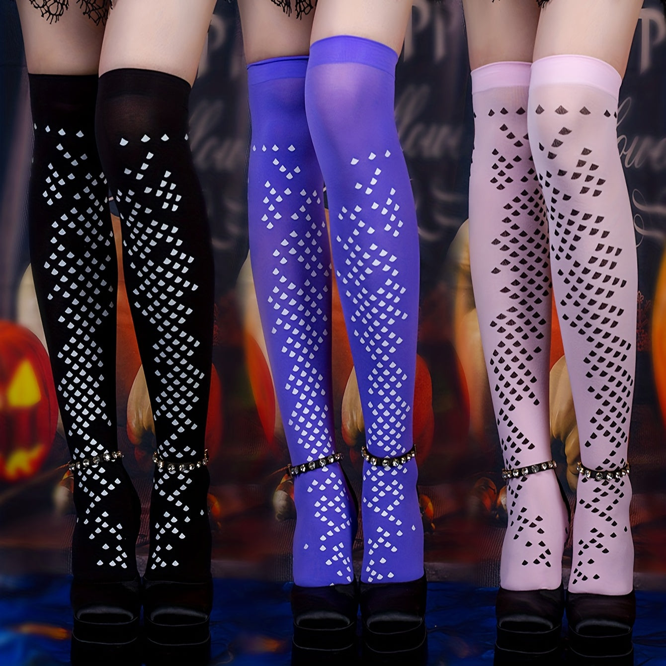 Argyle Pattern Over The Knee Socks Y2K Style Women's Stockings
