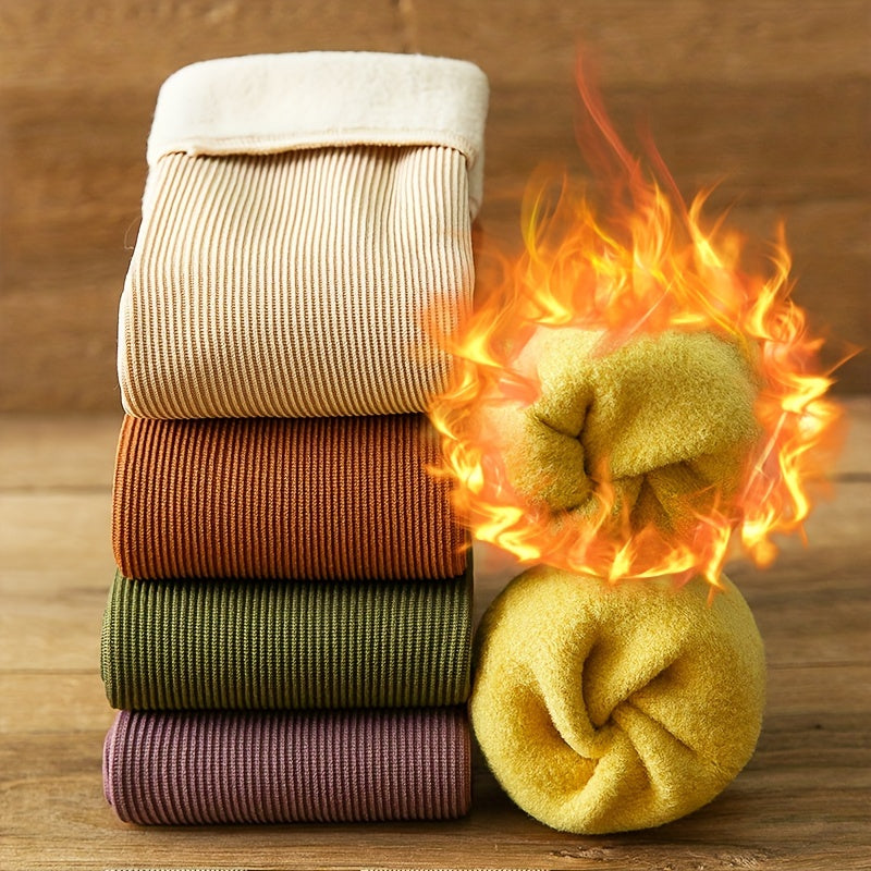 5 Pairs Winter Warm Snow Socks Fleece Crew Socks