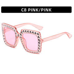 Vintage Oversized Rhinestone Square Sunglasses Women Sun Protection