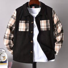 Boy's Plaid Fleece Jacket Casual Lapel Button Up Coat