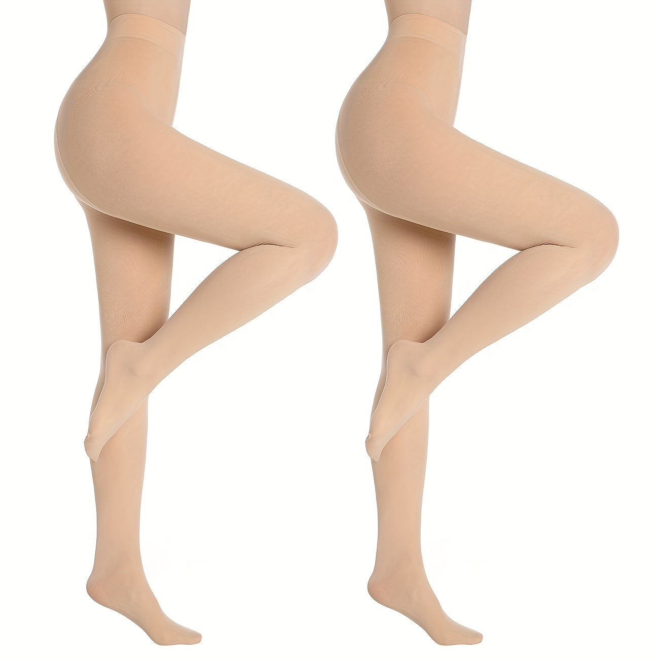 2 Pack Solid Opaque Pantyhose Slim Stretch Tights Women's Stockings