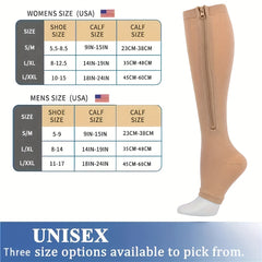 2 Pairs Compression Socks with Zipper for Women & Men
