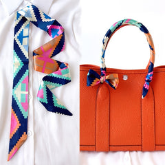 Chunky Strappy Neckline Scarf - Silk Band Hair Head Band