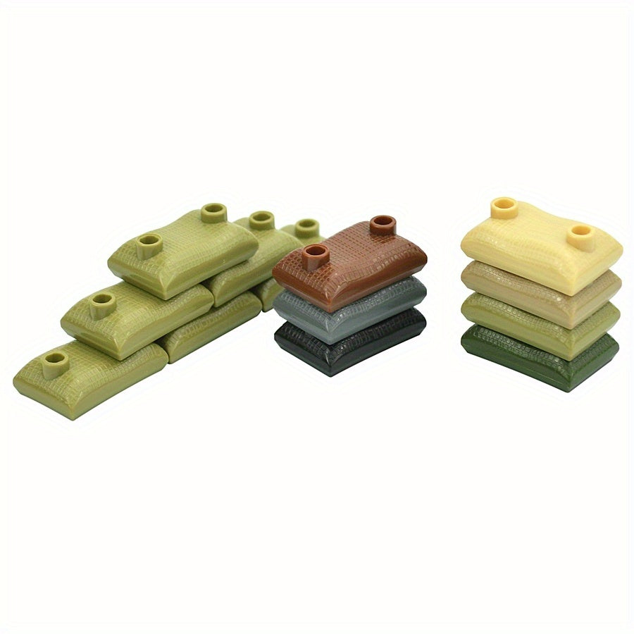 33pcs MOC Military Sandbags Army Scene Parts Soldiers Figures Weapon Blocks Toys
