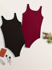Solid Square Neck Tank Bodysuit