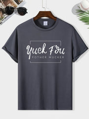 Men's Round Neck Print Tee Short Sleeve Comfy T Shirt