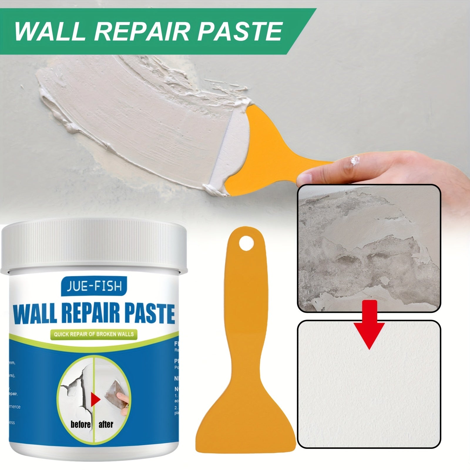 Moisture Resistant Wall Repair Paste for Stains, Cracks - 1pc