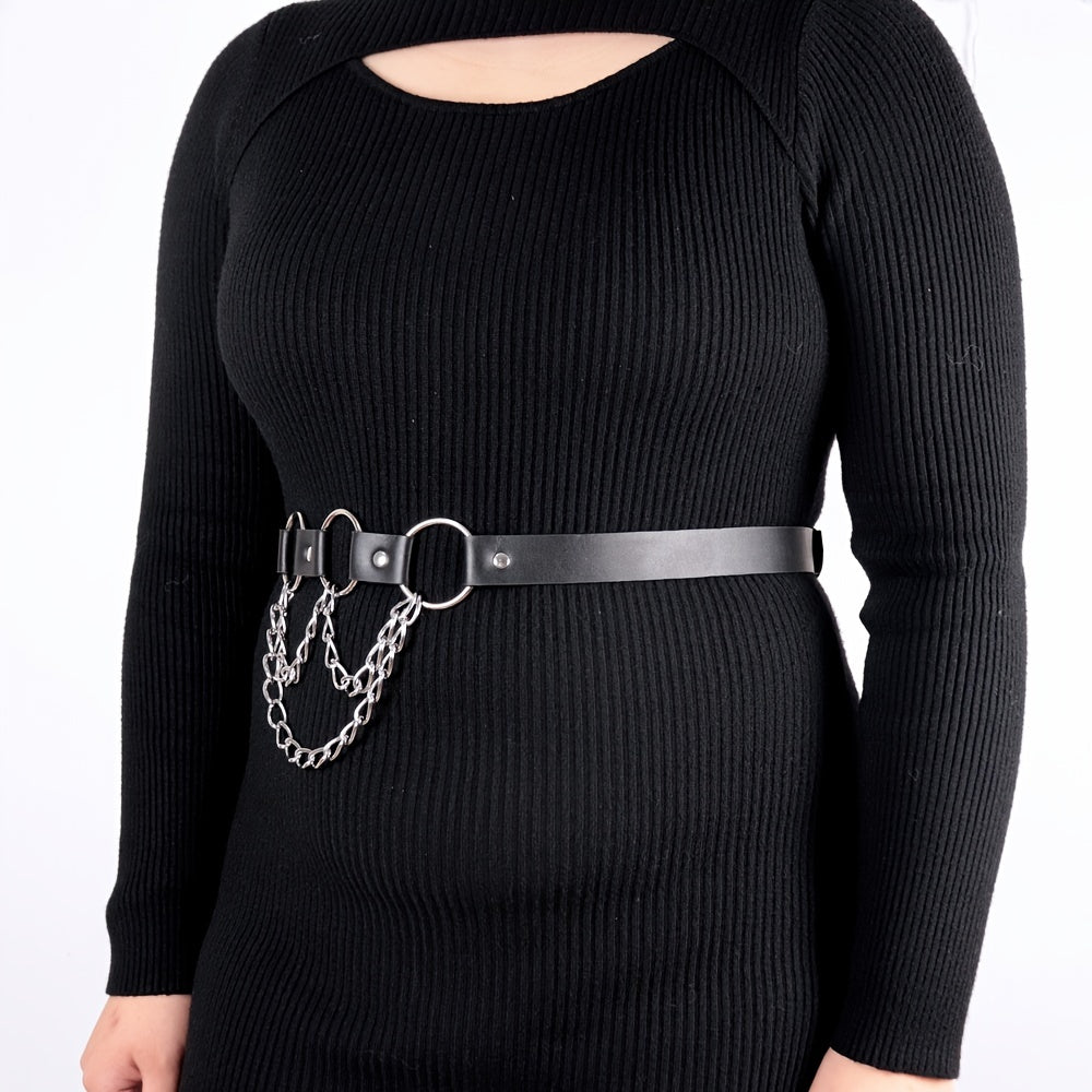 Waist Belt With Chain Pu Leather Harness Belt For Women