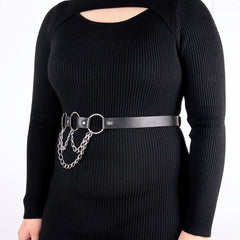 Waist Belt With Chain Pu Leather Harness Belt For Women