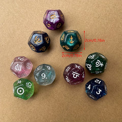 3pcs Multicolor Dice 12 Sided Resin Dice Astrology Tarot Constellation Dice