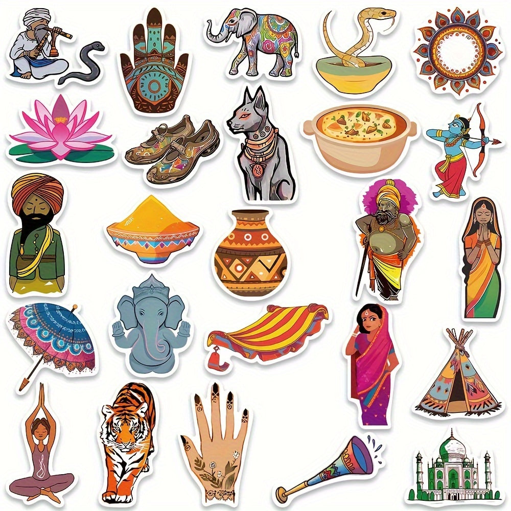 50pcs Indian Silk Embroidery Stickers For Luggage Window Phone Cup