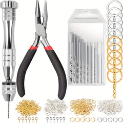222 PCS Pin Vise Kit Steel Hand Drill With Drill Bits