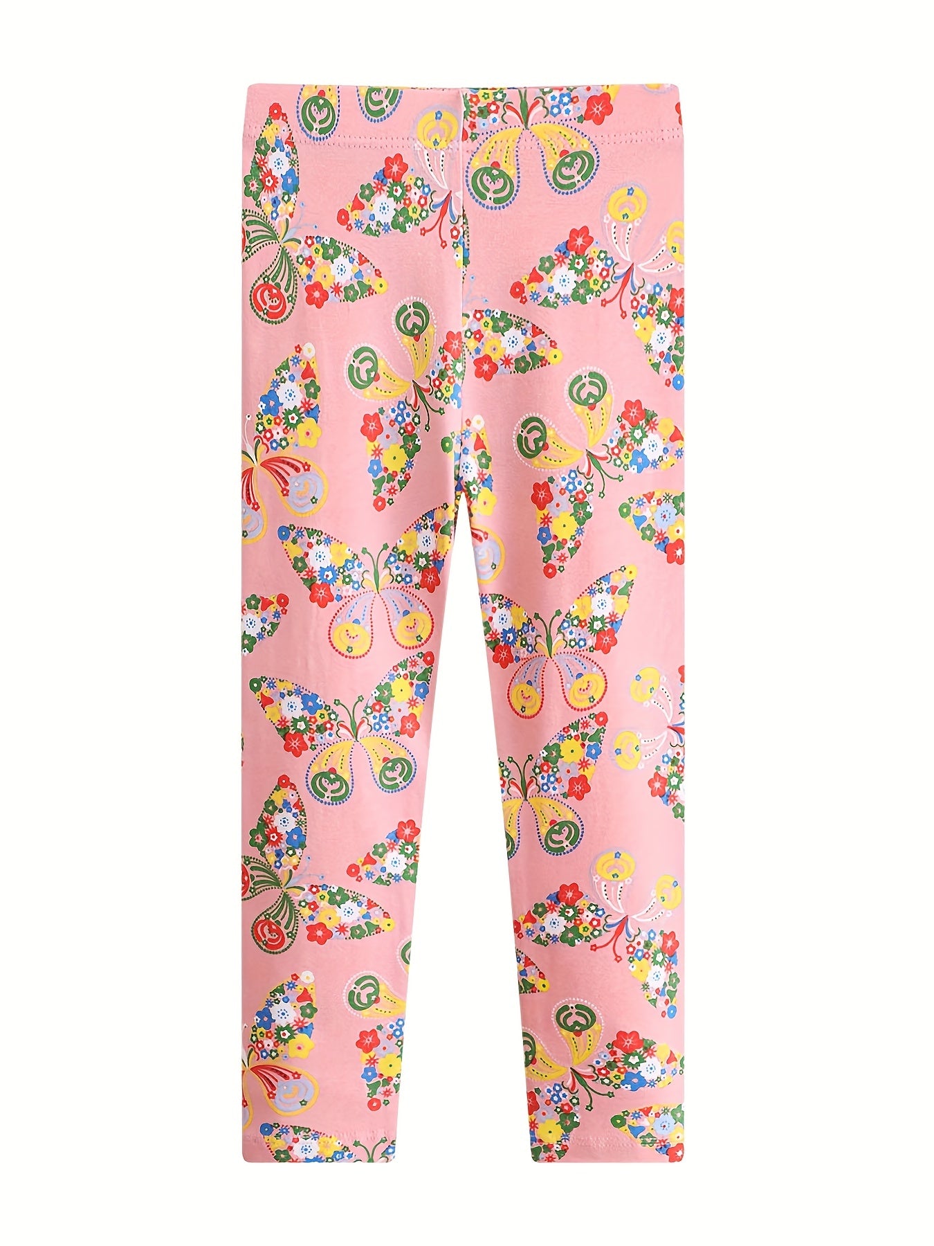 Girls Cartoon Leggings Cotton Soft Footless Floral Butterfly Pattern