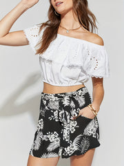 Floral Print High Rise Belted Plus Size Shorts with Pockets