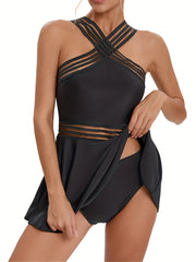 Mesh Tankini Set High Cut Two-Piece Swimsuit