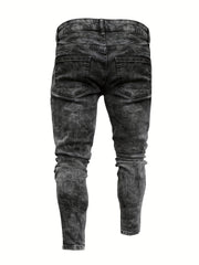 Mens Slim Fit Ripped Jeans, Distressed Stretch Denim Pants