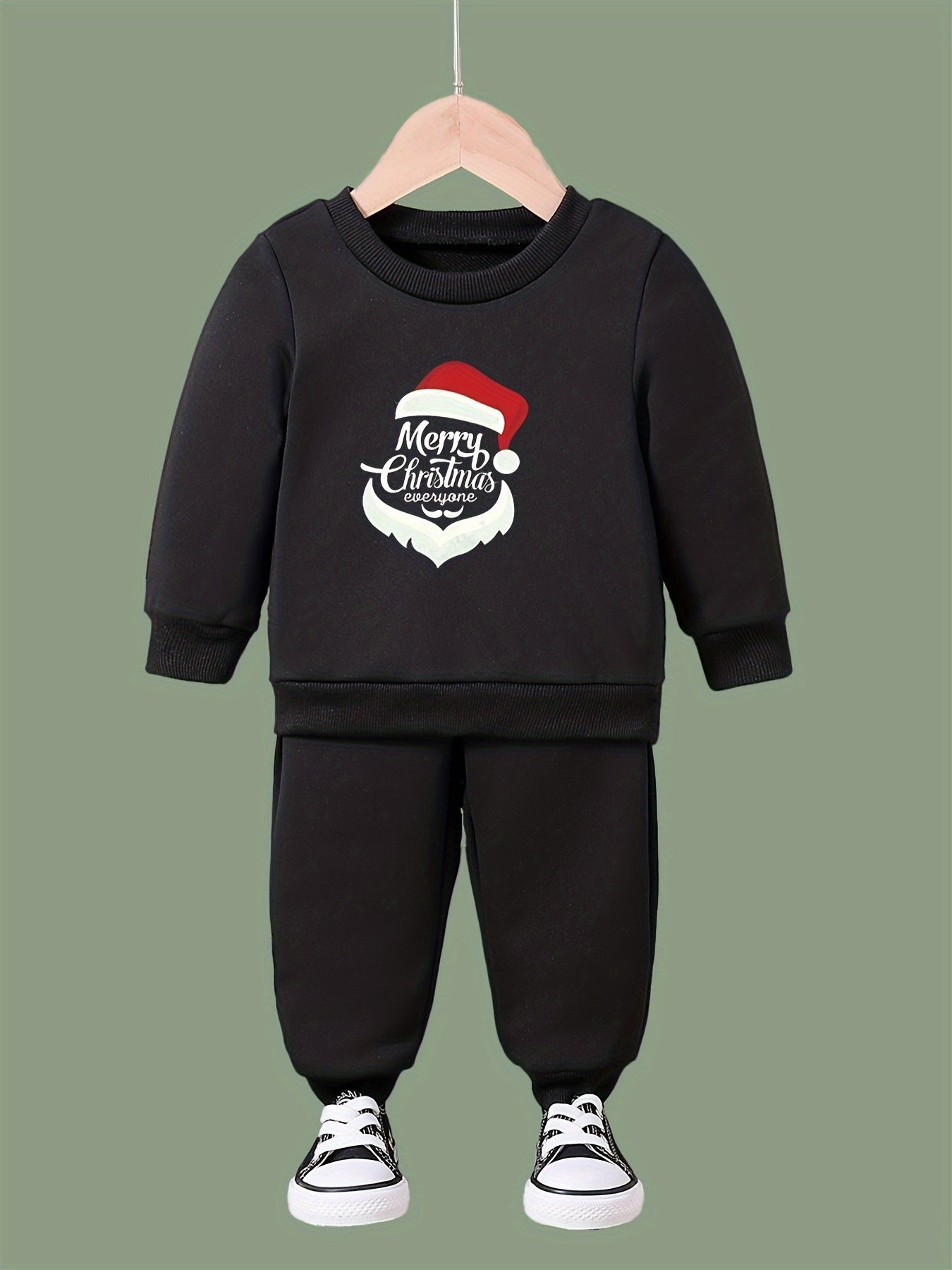 Girls 2pc Alphabet Crew Neck Sweatshirt & Solid Sweatpants Set