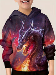 3D Dragon Graphic Hooded Sweatshirt for Kids - Halloween Gift