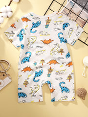 Baby Boy's Dinosaur Print Romper Short Sleeve Jumpsuit