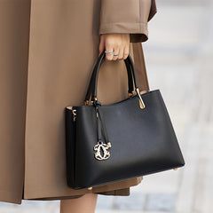 Stylish Top Layer Cowhide Leather Handbag for Middle Aged Mothers