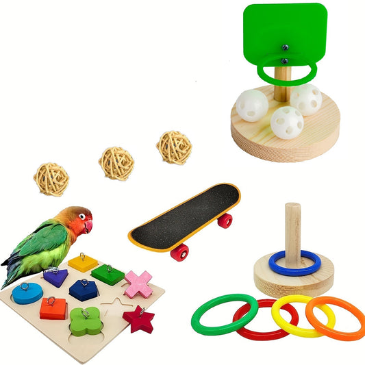 5pcs Interactive Parrot Toys Set - Promotes Exercise and Mental Stimulation