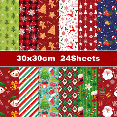 24 Sheets Double Sided Christmas Pattern Paper for DIY Background