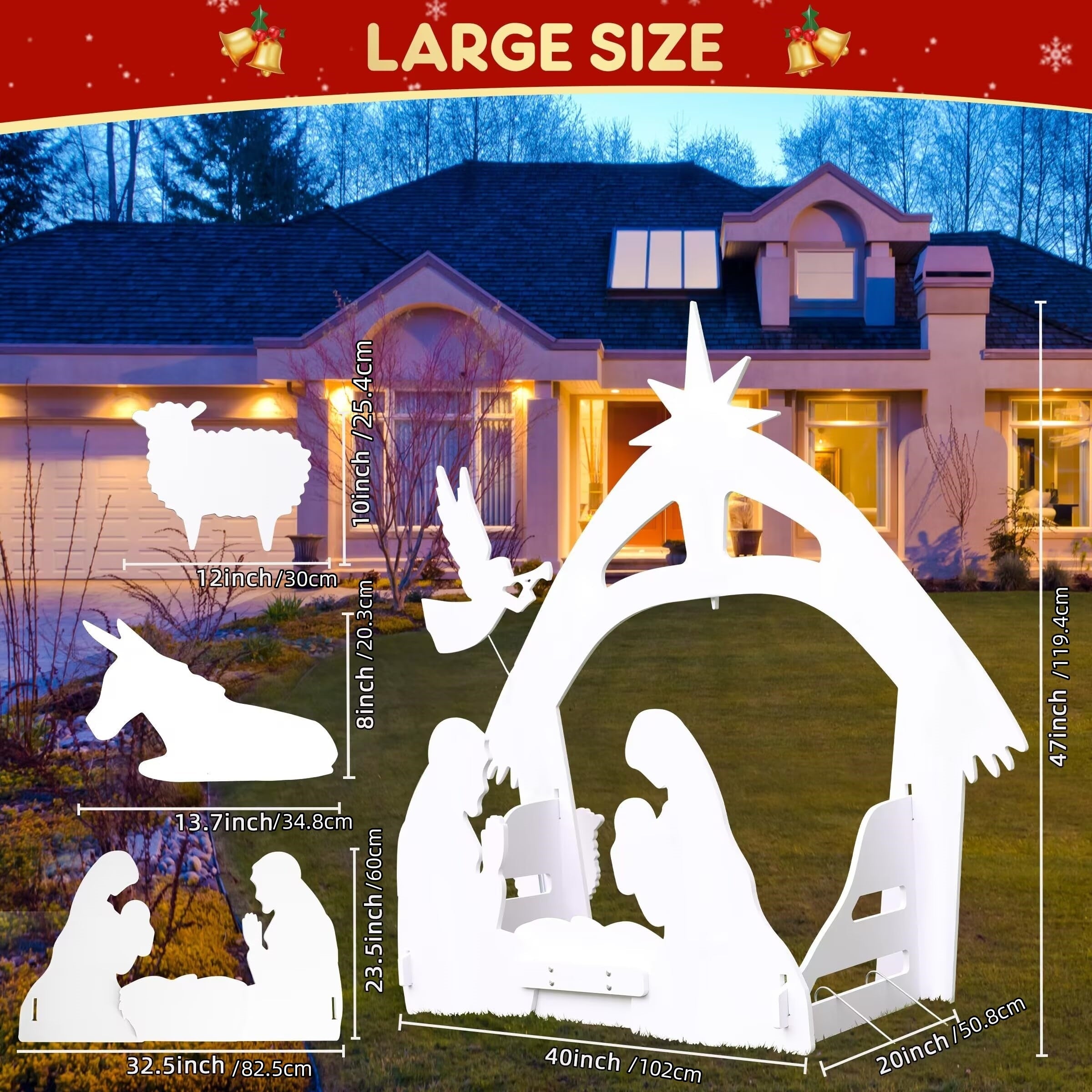 Waterproof PVC Outdoor Christmas Nativity Set - Weather Resistant Yard Decor