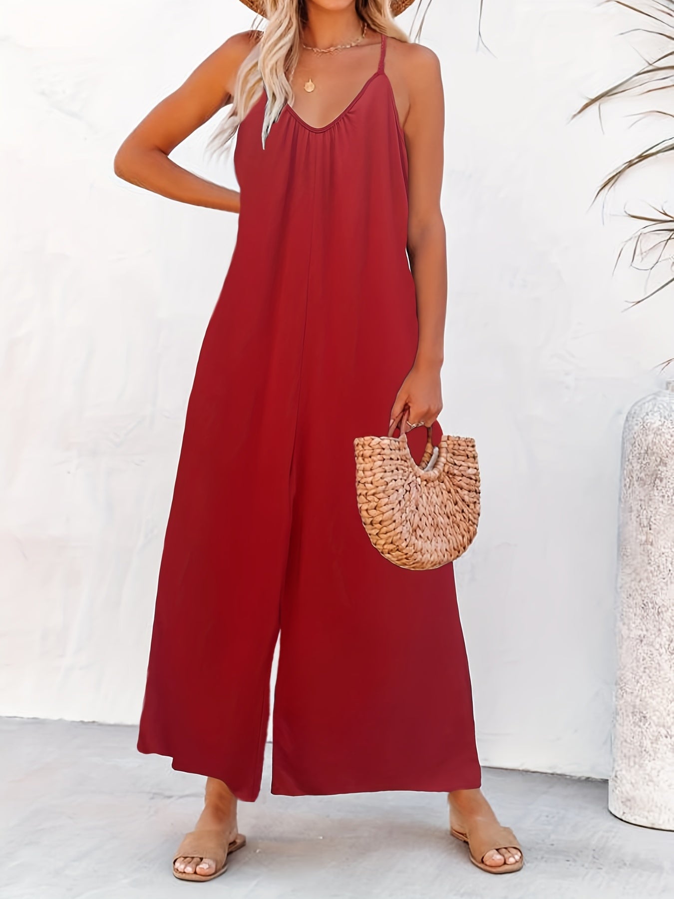 Casual Wide Leg Sleeveless Jumpsuit