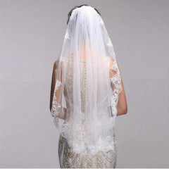 Lace Edge Bridal Veil With Comb Wedding Hair Accessories