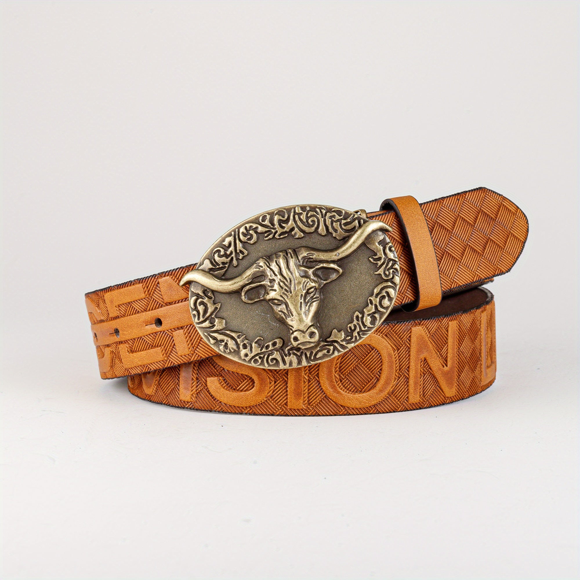 Retro Bull Head Buckle Belt For Men Denim Jeans Casual Daily Accessory
