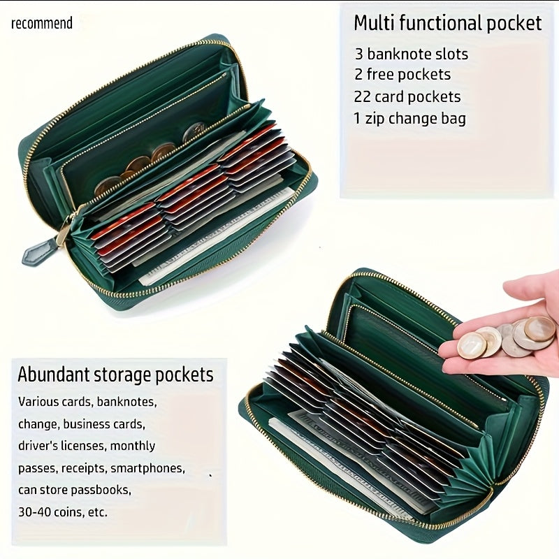 Women's Long Zipper Leather Wallet