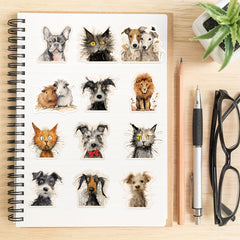 50pcs Cartoon Animals Graffiti Stickers Waterproof DIY Handbook Stickers
