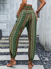 Tribal Print Drawstring Pants Boho Elastic Waist Pants