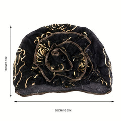 Hot Stamping Flower Pre Tied Head Scarves Ruffles Turban Cap