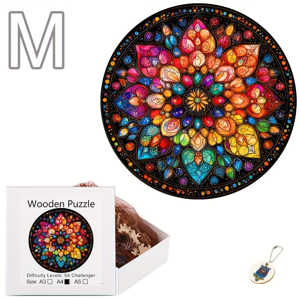 Floral Wooden Puzzle Colorful Pieces Educational Toy