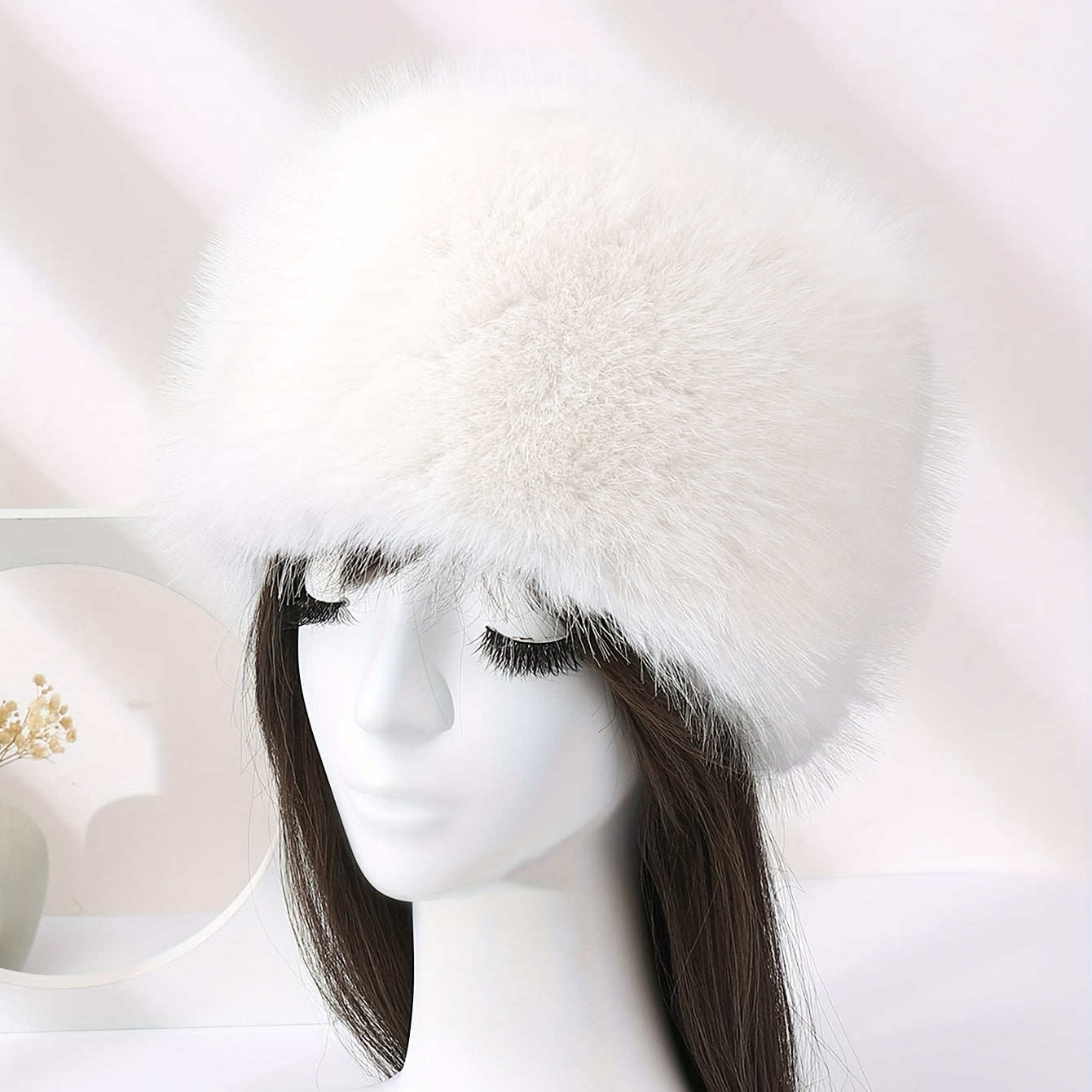 Warm Faux Fur Bucket Hat Soft Coldproof Beanie for Women