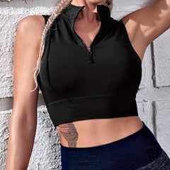 Mock Neck Sleeveless Sports Tank Top Women's Tee