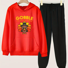 Girls Boys 2pcs Hooded Pullover Pants Set For Sports Spring Fall