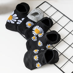 5 Pairs Floral Ankle Socks Breathable Non slip Women Stockings