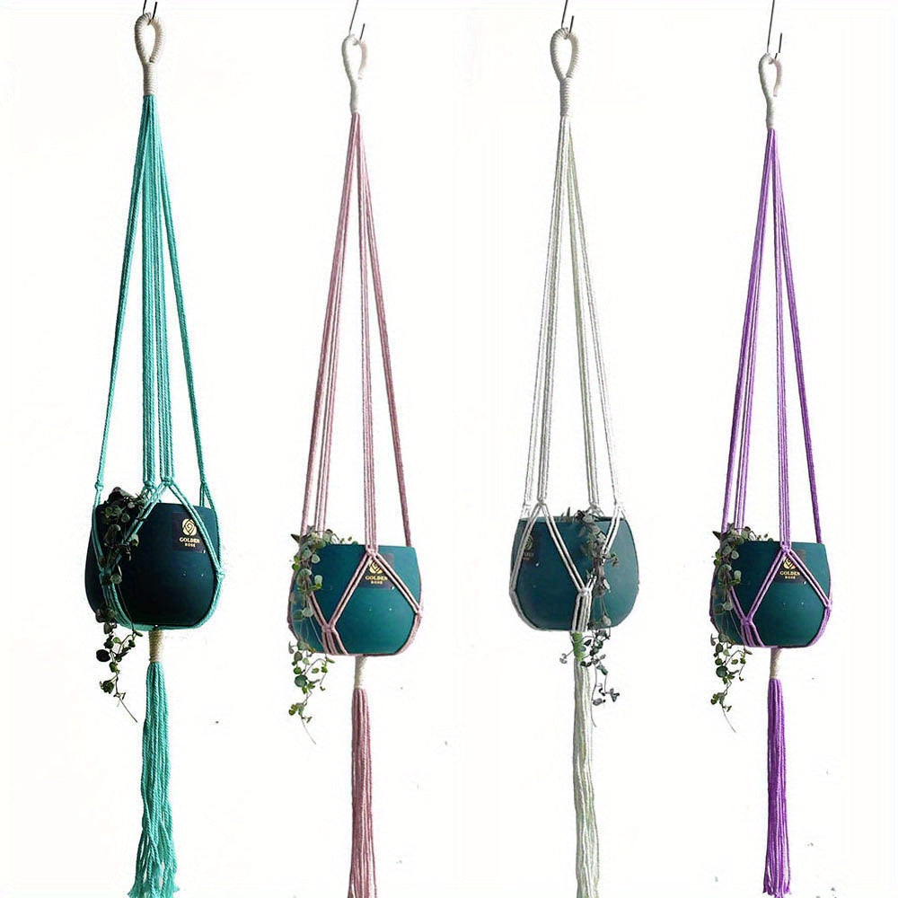 4pcs Macrame Pot Hanger Set Indoor Ceiling Plant Hanger