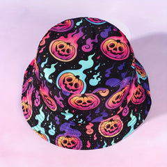 Y2K Halloween Bucket Hat Anime Print Reversible Basin Hat