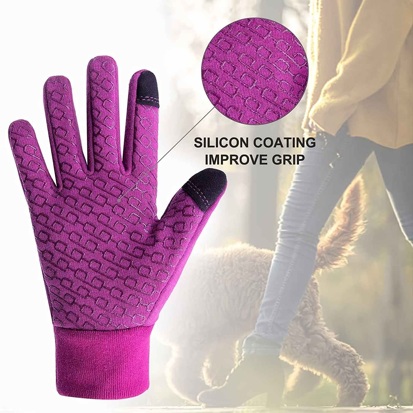 Women's Touch Screen Winter Gloves Anti Slip Thermal Running Gloves