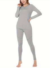Women's Thermal Underwear Set Crew Neck Tops & Pants