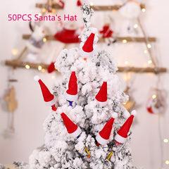 50pcs/100pcs Mini Christmas Hat Red Festive Home Decoration