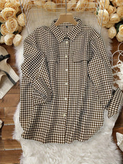 Houndstooth Print Shacket & Pants 2 Piece Set