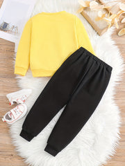 Girl's Unicorn Pattern 2pcs Sweatshirt & Sweatpants Set