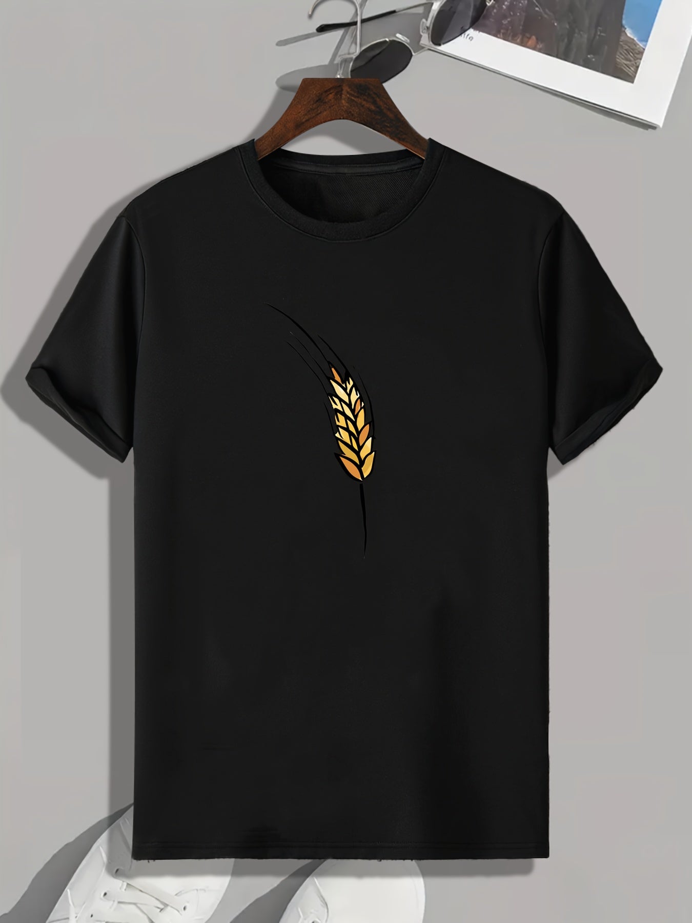 Wheat Pattern Print Men's Sports T-shirt